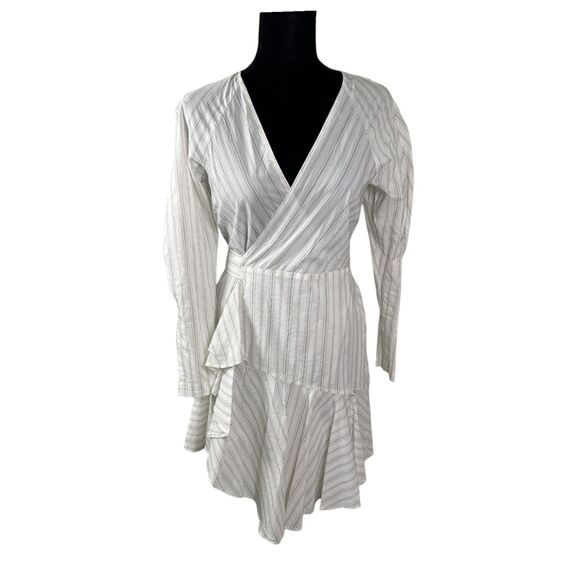 A.L.C. Enzo Striped Cotton-Blend Poplin Mini Wrap Dress Size 2 - Picture 3 of 9